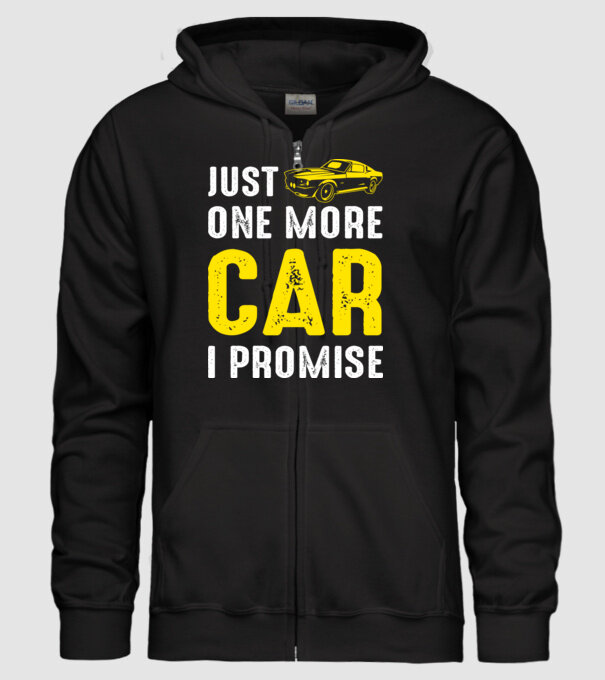 Just one more car I promise model negru pe tricou