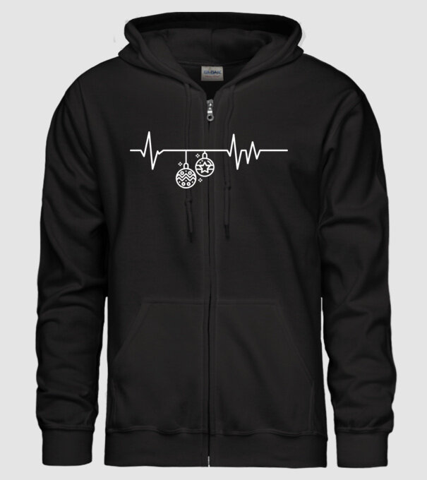 heartbeat Crăciun model negru pe tricou
