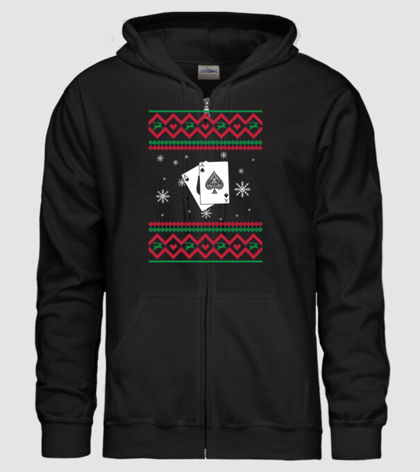 Model tricotat de Crăciun - poker model negru pe tricou