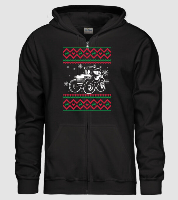 Model tricotat de Crăciun - tractorist model negru pe tricou
