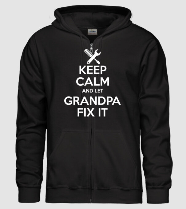 Keep calm and let grandpa fix it model negru pe tricou