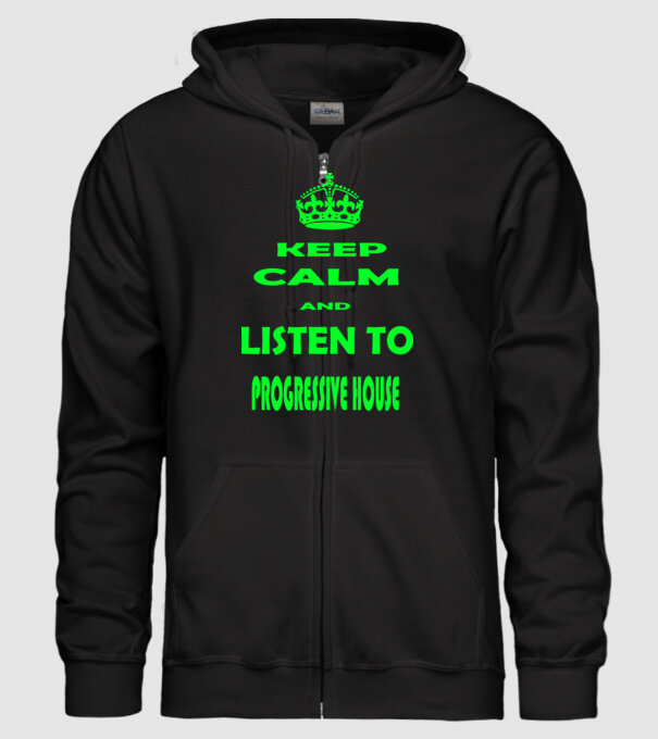 Keep Calm and Listen to prog-house model negru pe tricou