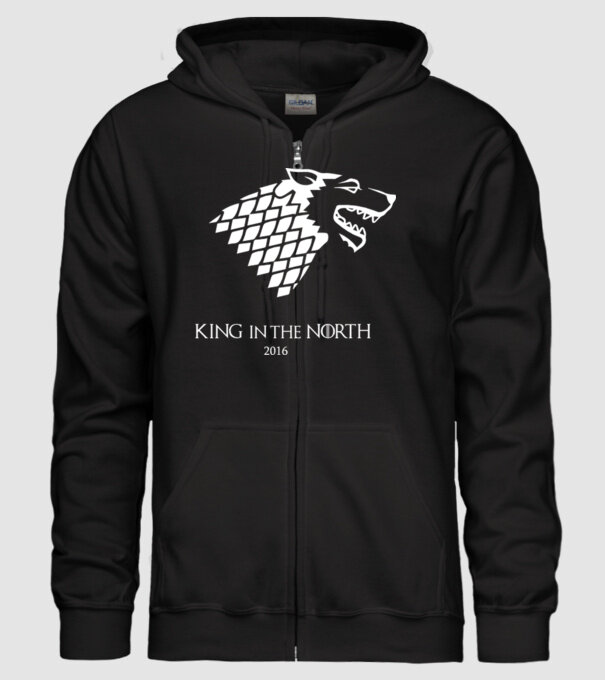 King in The North Wolf model negru pe tricou
