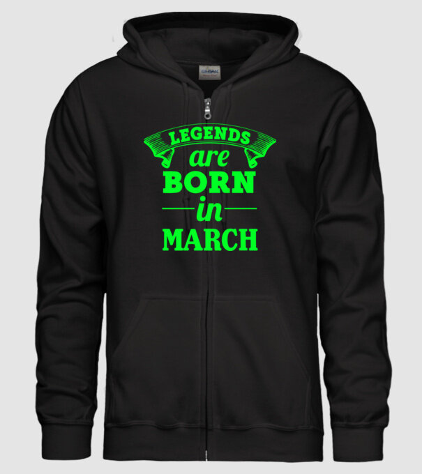 Legends are born in March model negru pe tricou