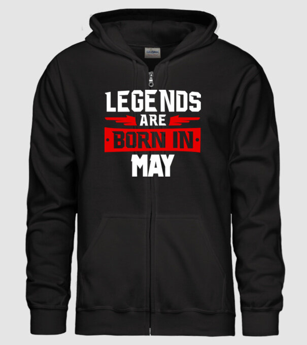 Legends are born in May model negru pe tricou