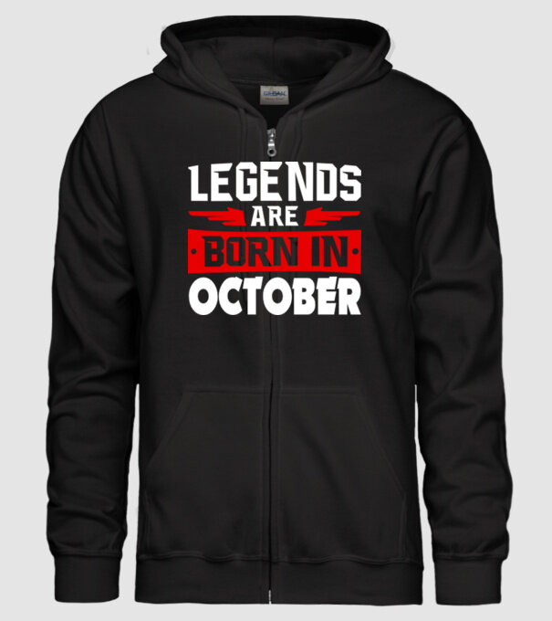 Legends are born in October model negru pe tricou