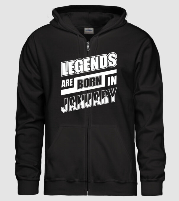Legends are born in January model negru pe tricou