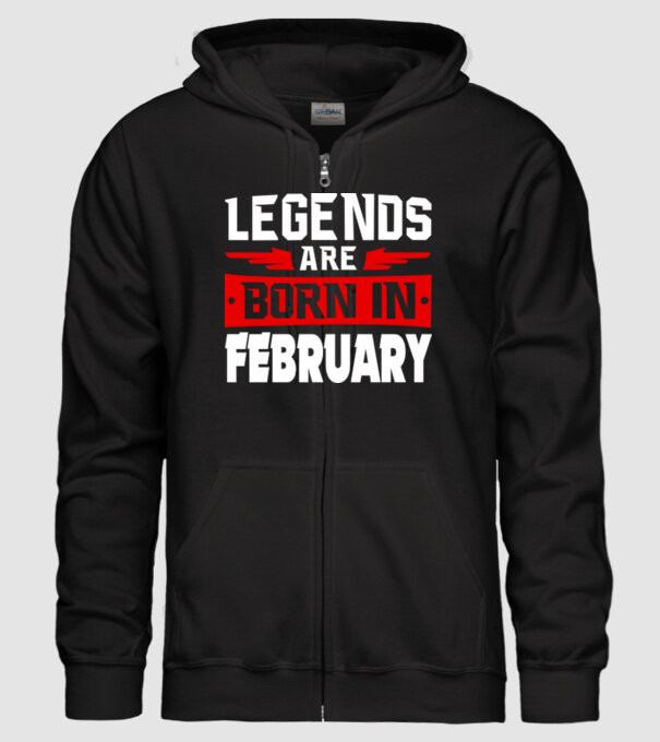 Legends are born in February model negru pe tricou