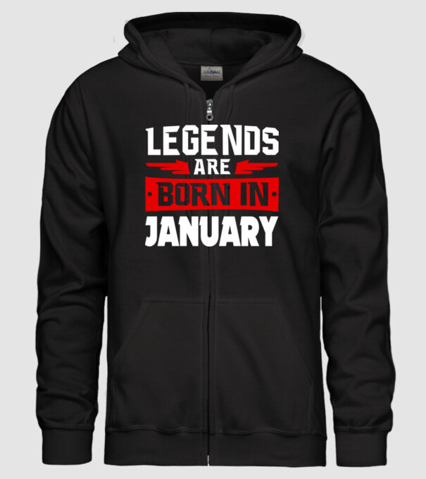 Legends are born in January model negru pe tricou