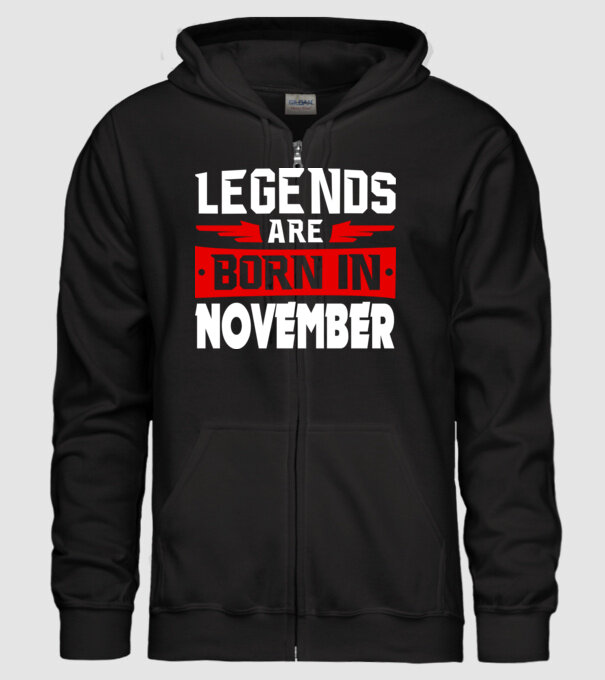 Legends are born in November model negru pe tricou