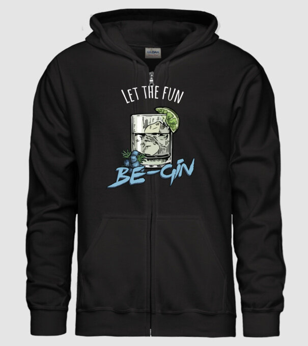 Let the fun be gin model negru pe tricou