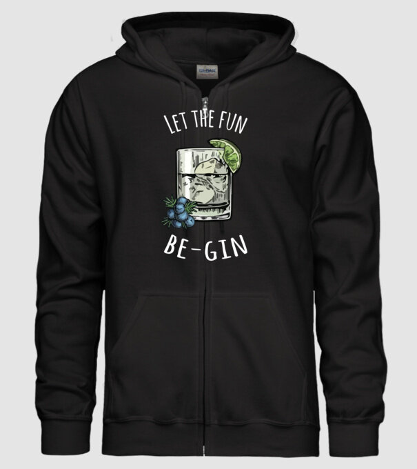 Let the fun be gin model negru pe tricou