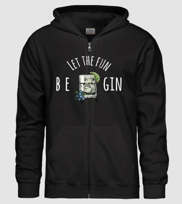 Let the fun be gin model negru pe tricou