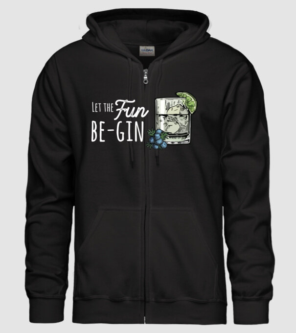 Let the fun be gin model negru pe tricou