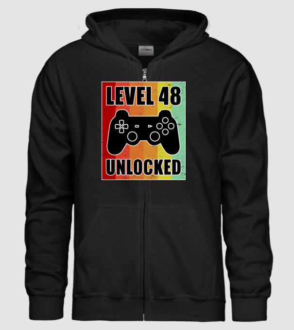 level 48 unlocked retro gamer model negru pe tricou