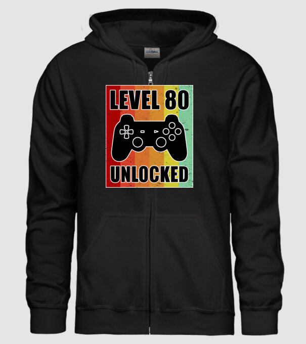 level 80 unlocked retro gamer model negru pe tricou