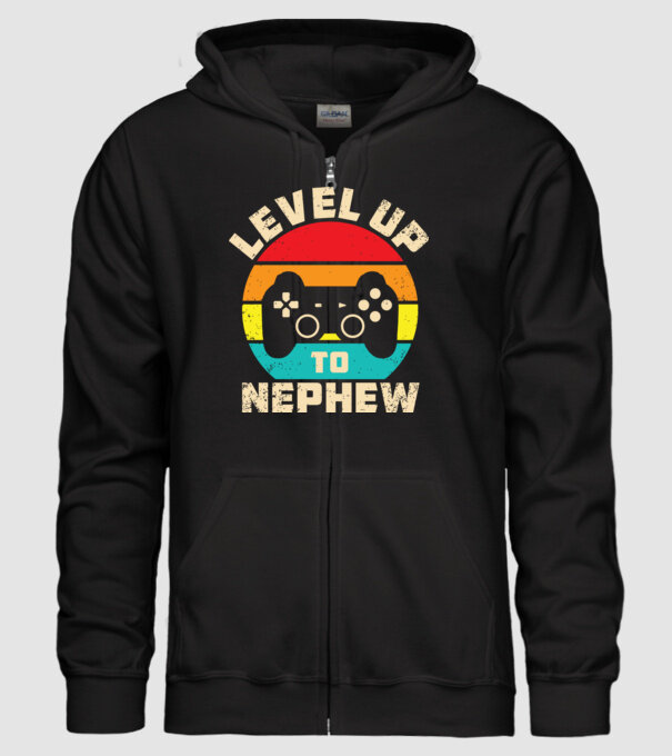 Level Up Nephew model negru pe tricou
