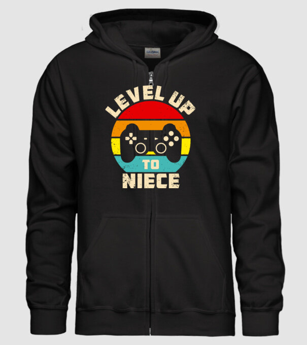 Level Up Niece model negru pe tricou