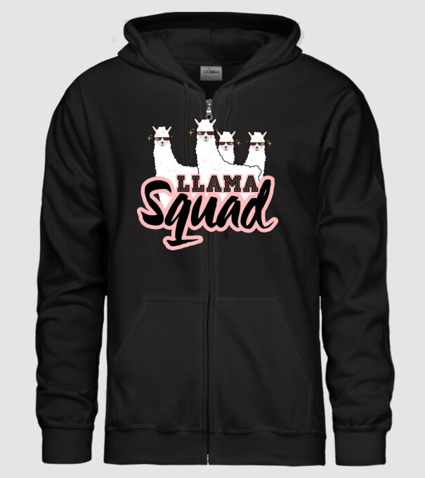 Llama squad model negru pe tricou