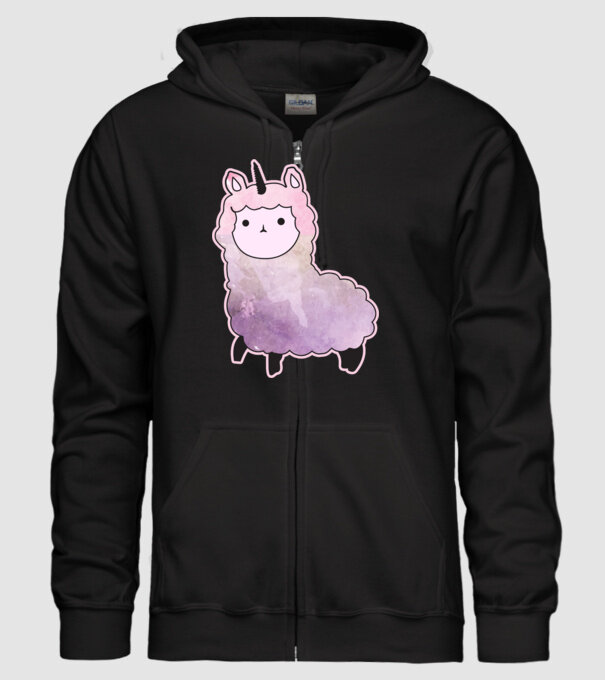 Llamacorn cutie model negru pe tricou