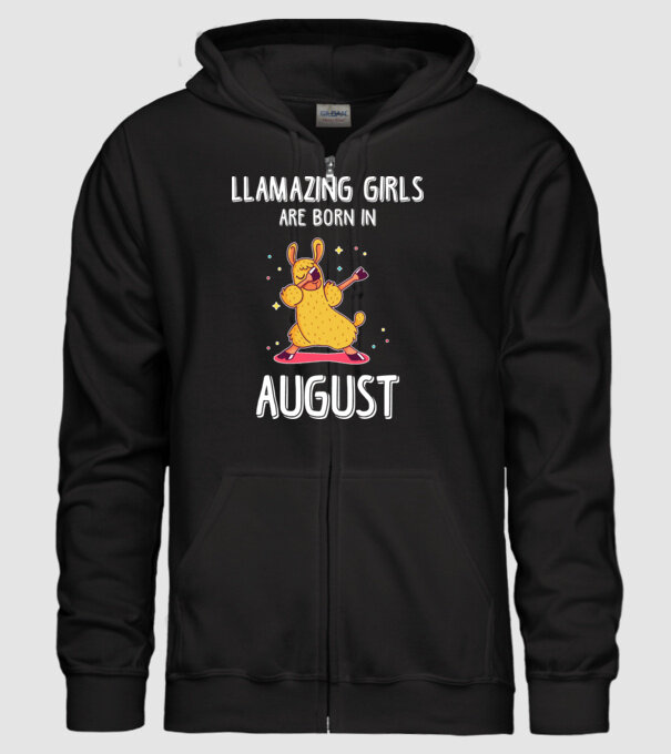 Llamazing girls are born in august model negru pe tricou