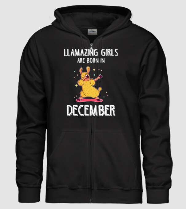 llamazing girls are born in december model negru pe tricou