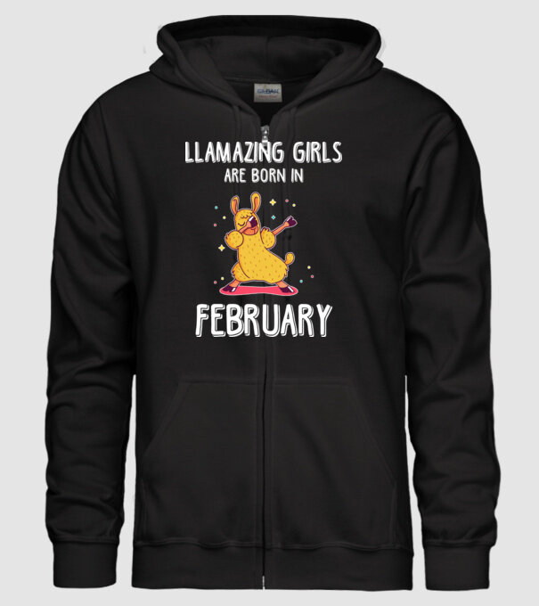 llamazing girls are born in february model negru pe tricou