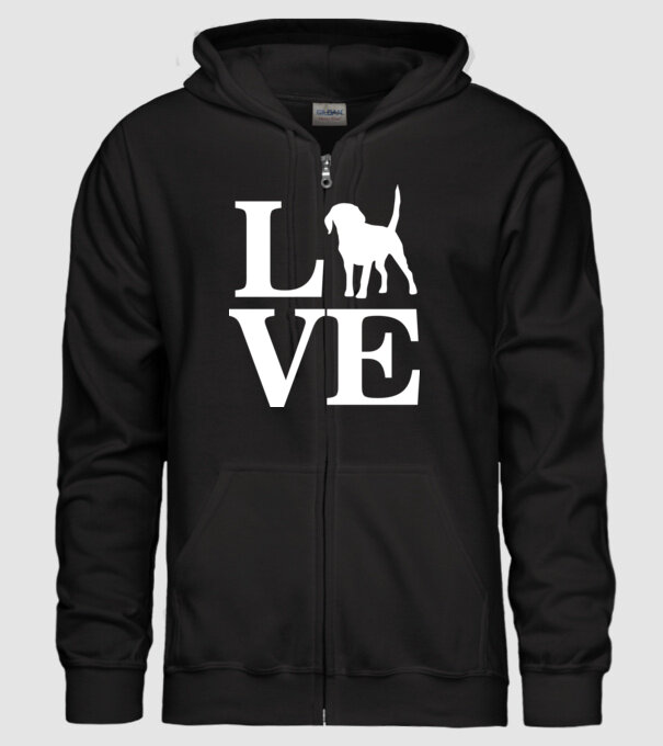 LOVE BEAGLE model negru pe tricou