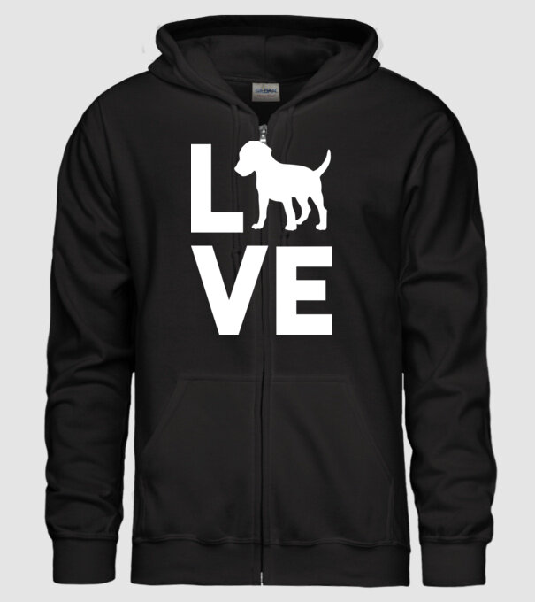 LOVE Beagle model negru pe tricou