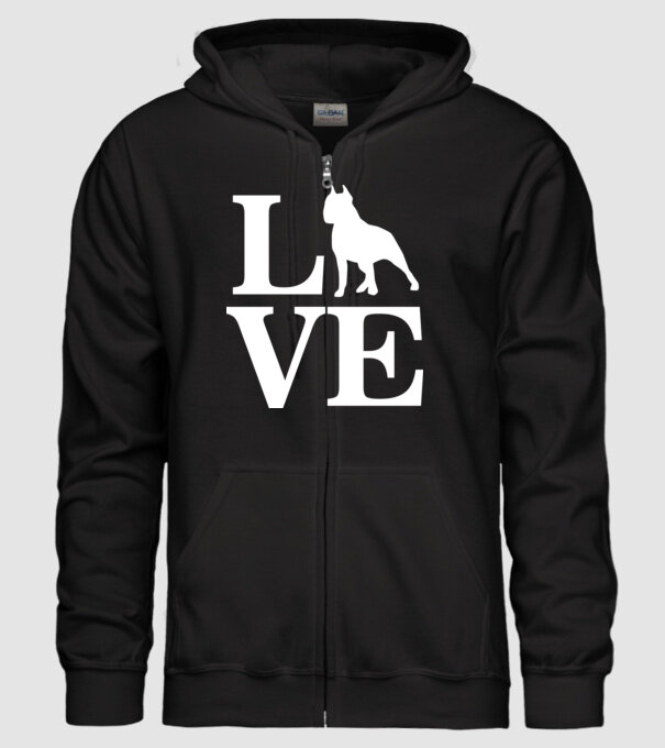 LOVE BULLDOG model negru pe tricou