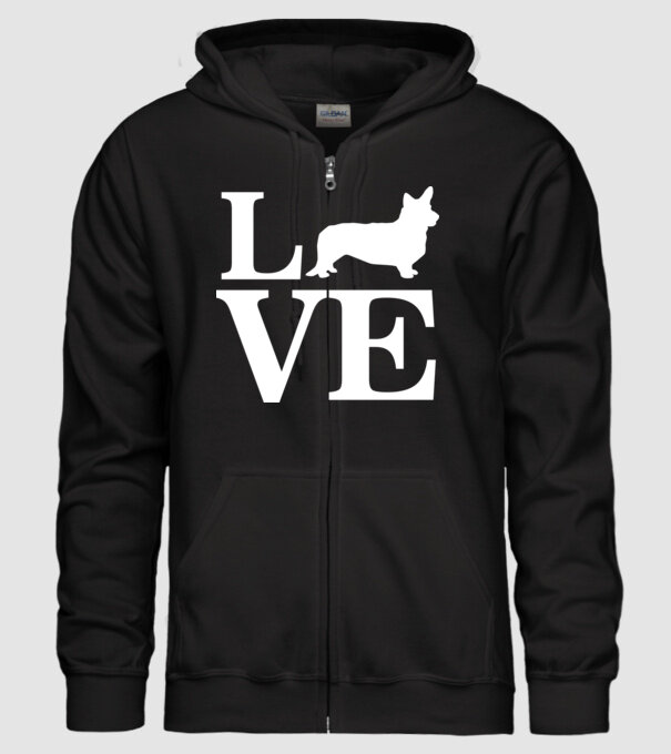LOVE CORGIE model negru pe tricou