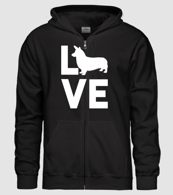 LOVE Corgie model negru pe tricou