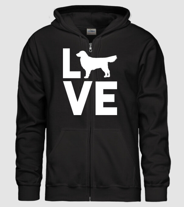 LOVE Golden Retriever model negru pe tricou