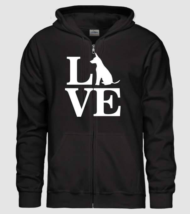 Love câini model negru pe tricou