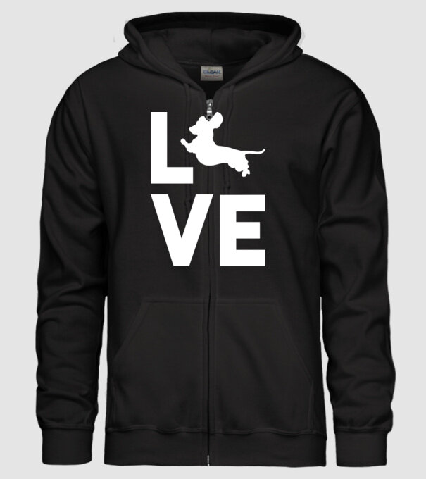 LOVE Teckel model negru pe tricou