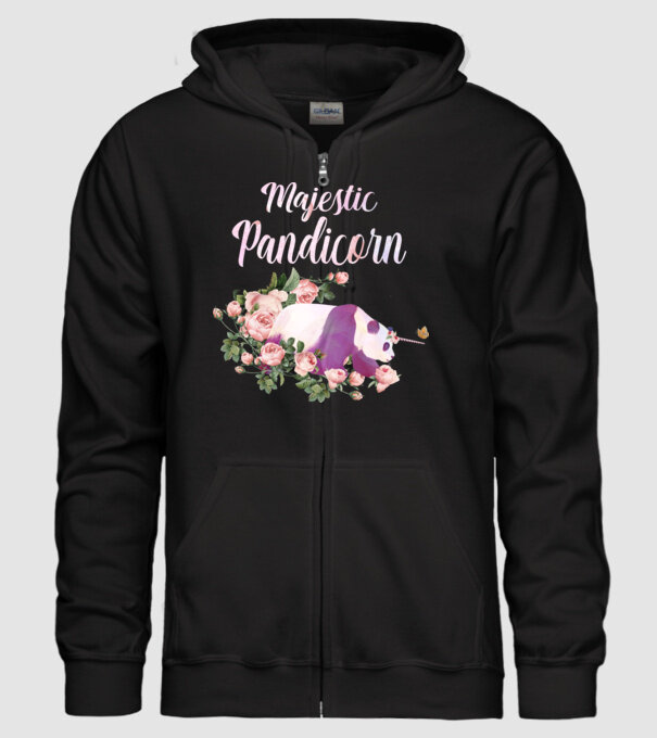 Majestic pandicorn model negru pe tricou