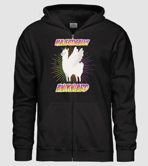 Majestically Awkward model negru pe tricou