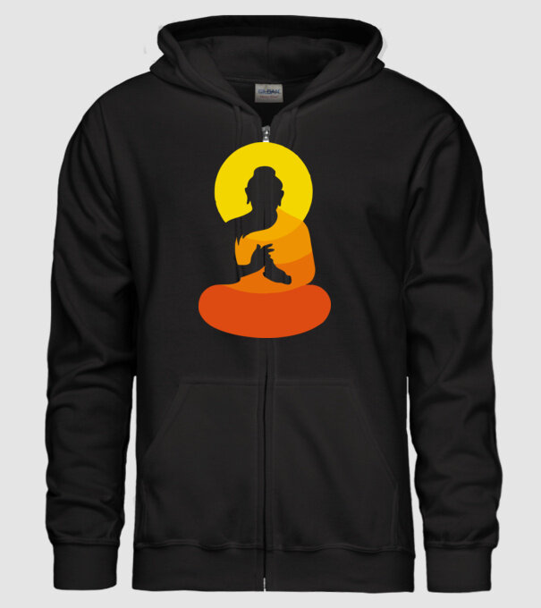 Călugăr meditator model negru pe tricou