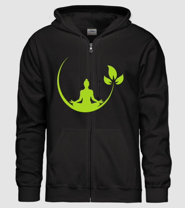meditation leaf model negru pe tricou
