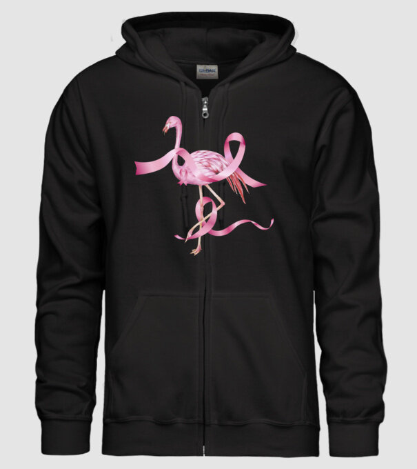 Împotriva Cancerului de sân flamingo model negru pe tricou