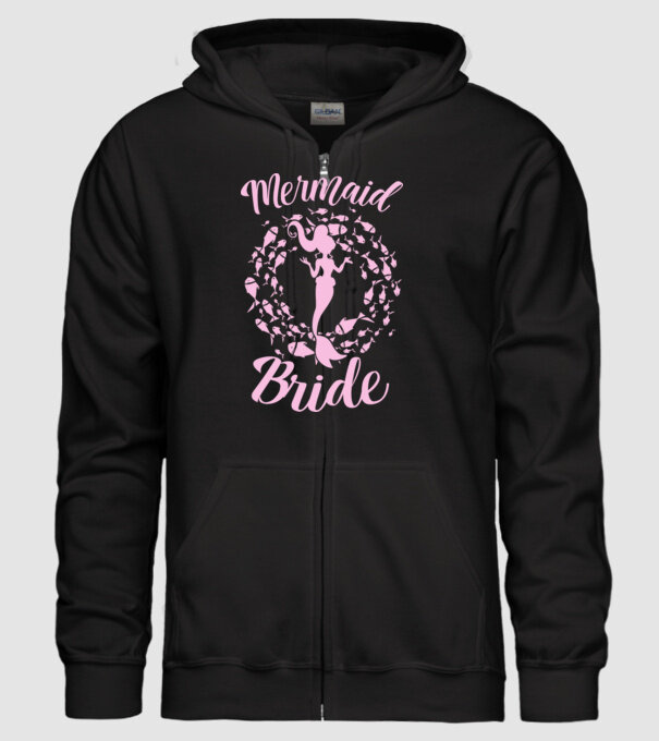 Mermaid Bride model negru pe tricou