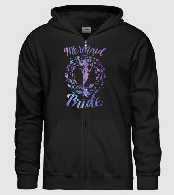 Mermaid bride aquarell model negru pe tricou