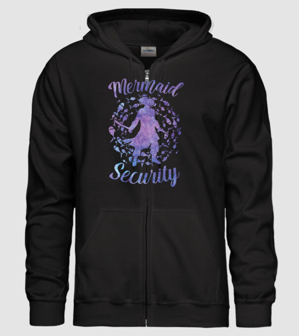 Mermaid Security boys aquarell model negru pe tricou