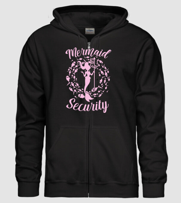 Mermaid Security girls model negru pe tricou