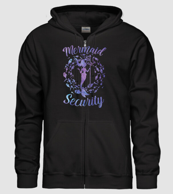 Mermaid Security girls aquarell model negru pe tricou