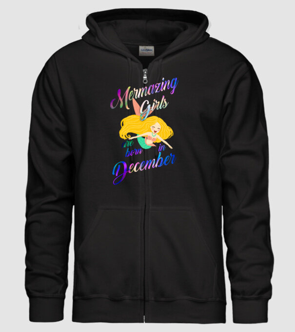 Mermazing girls are born december model negru pe tricou