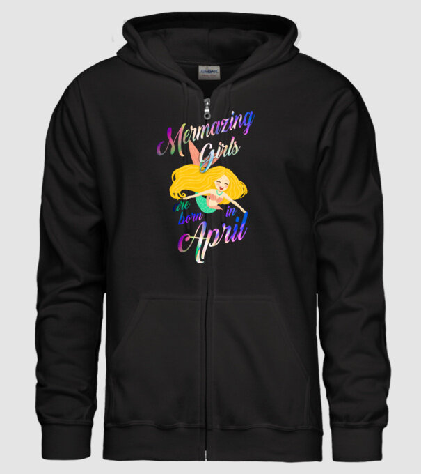 Mermazing girls are born in april model negru pe tricou