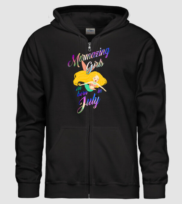 Mermazing girls are born july model negru pe tricou