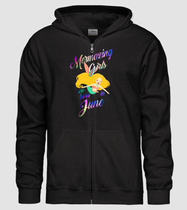 Mermazing girls are born june model negru pe tricou