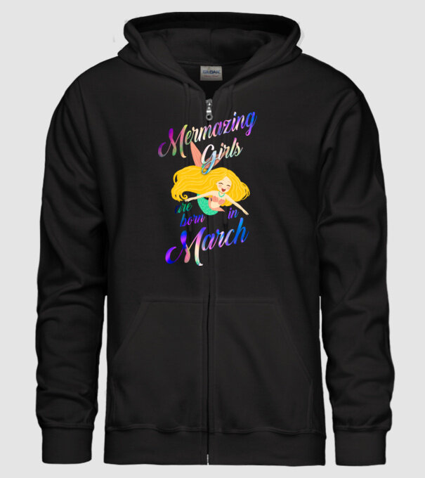 Mermazing girls are born march model negru pe tricou